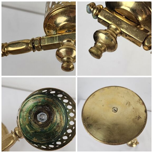 Vintage Brass Double Candle Holder Brass Hold to the Rod Hand Fist Masonic Mason - Picture 8 of 9